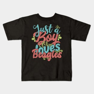 Just A Boy Who Loves Beagles dog Gift graphic Kids T-Shirt